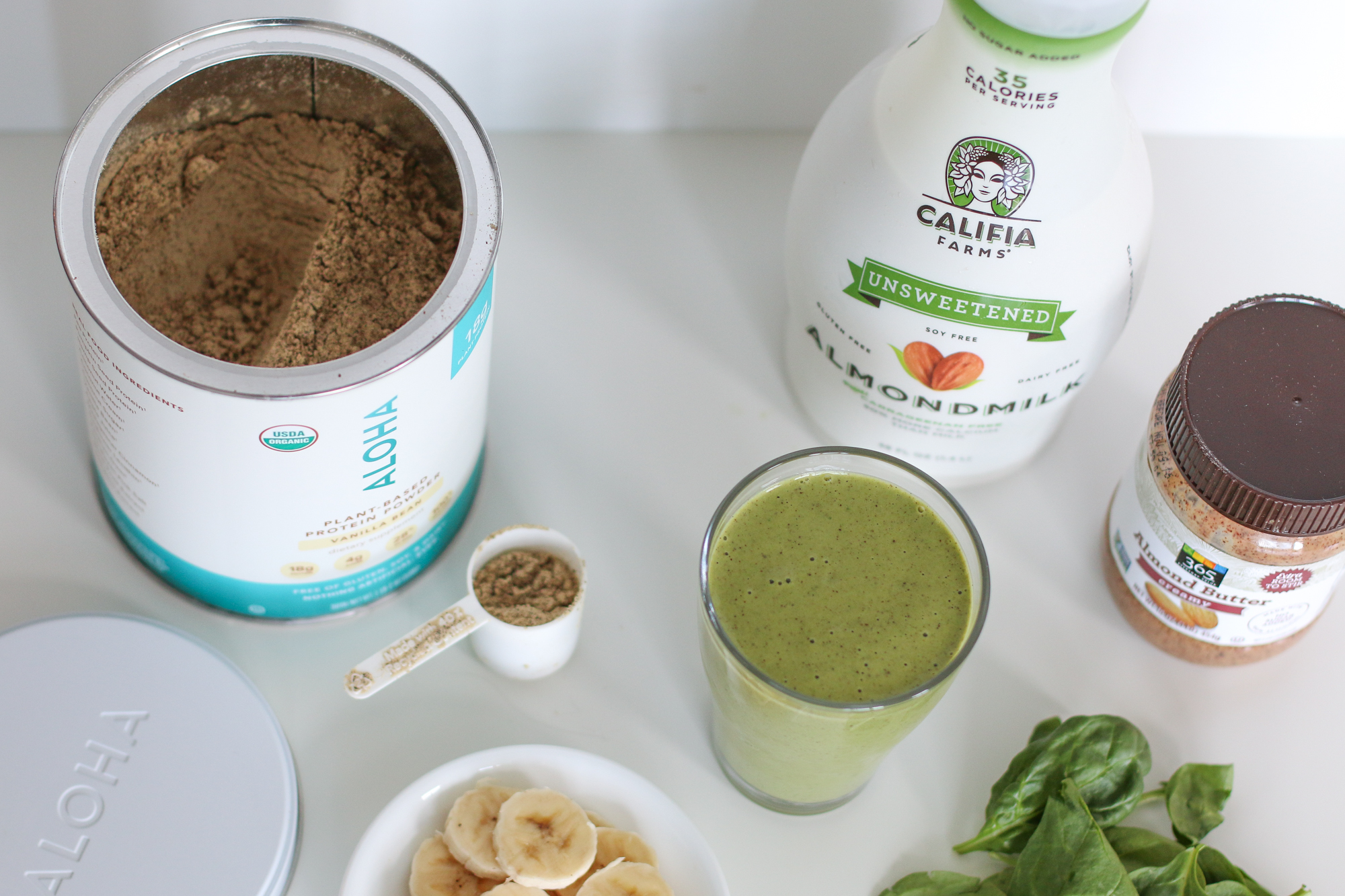 Banana Spinach Protein Smoothie.