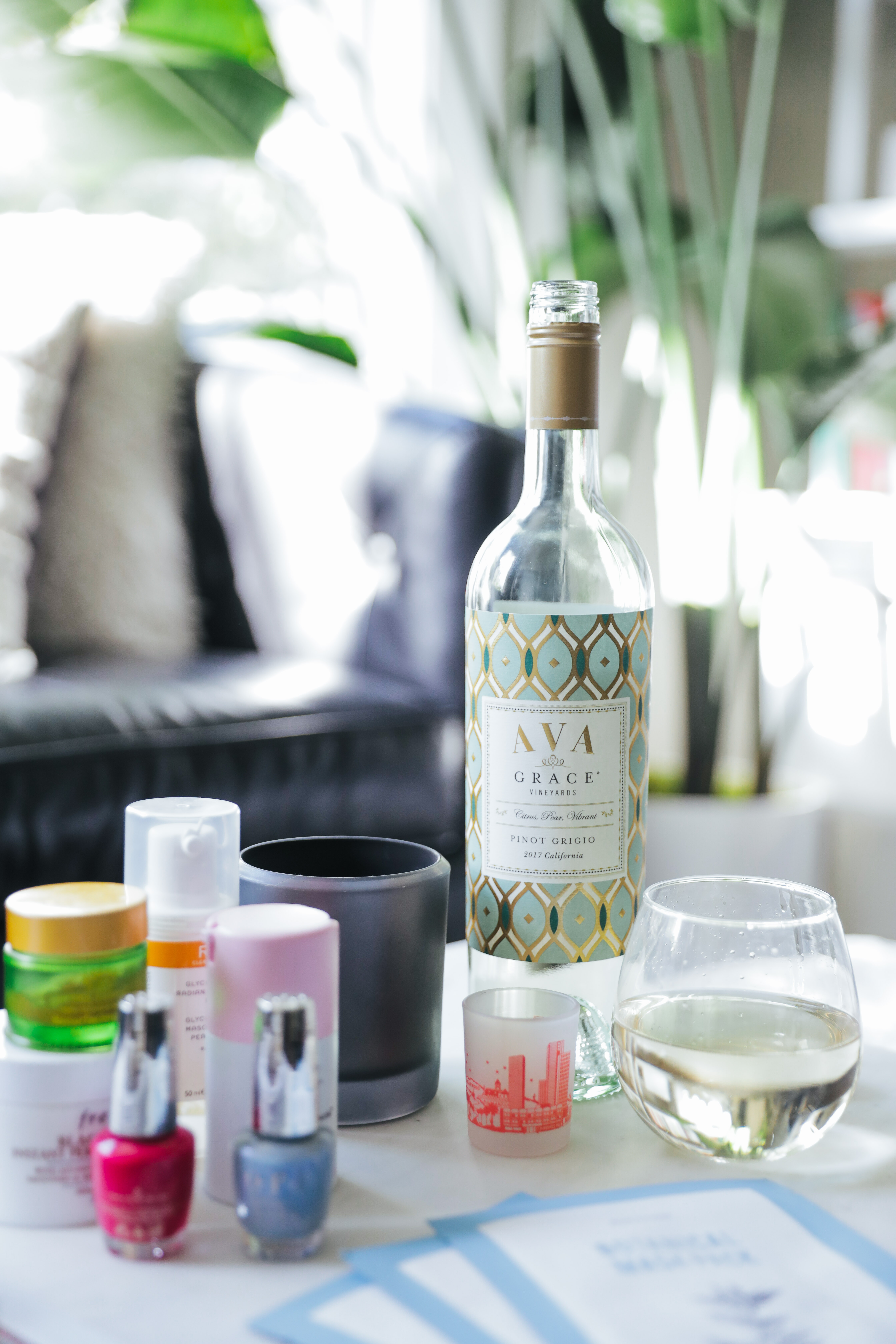 How To Host An At Home Spa Night with AVA Grace wine.